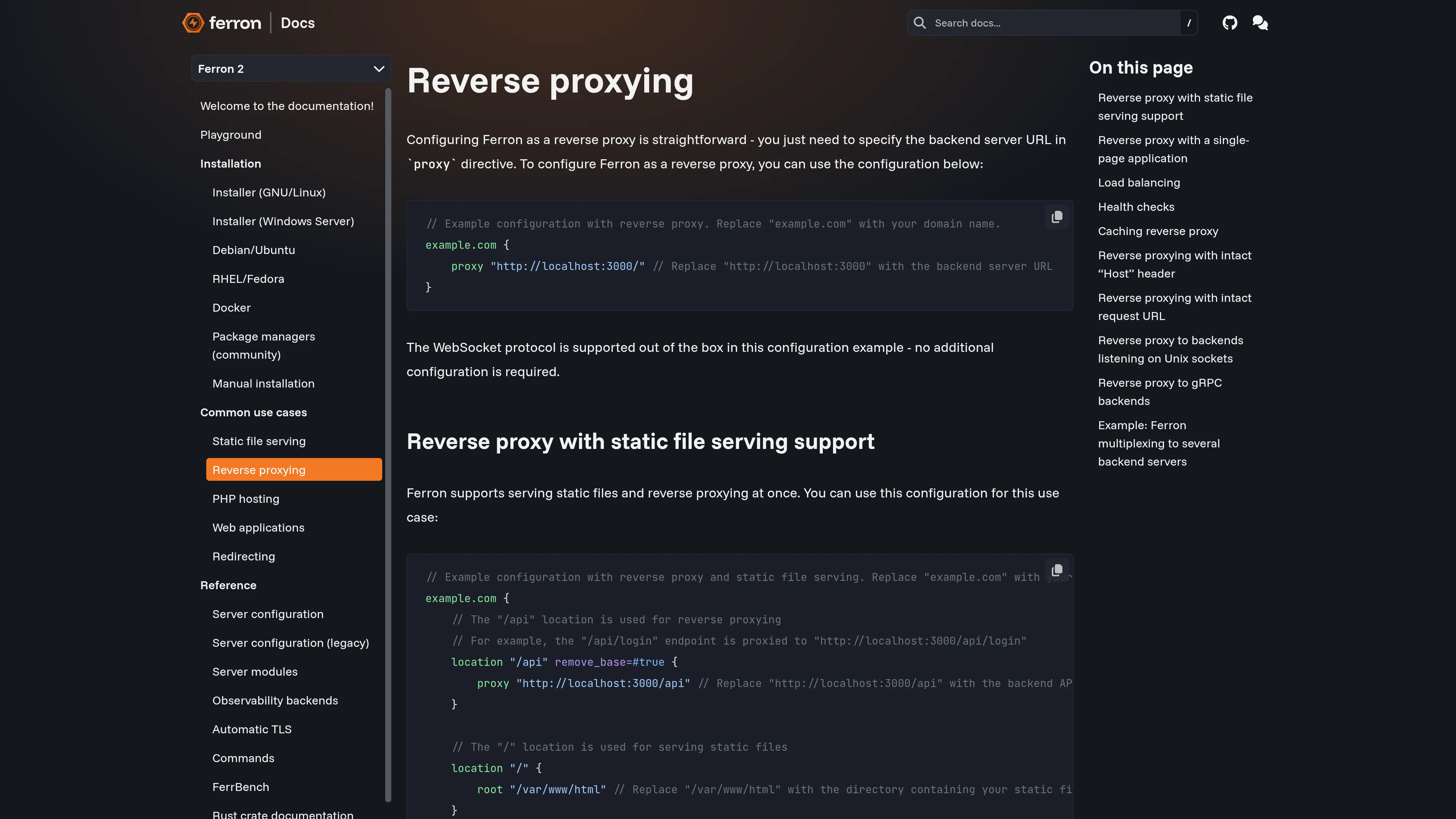A refreshed Ferron documentation page